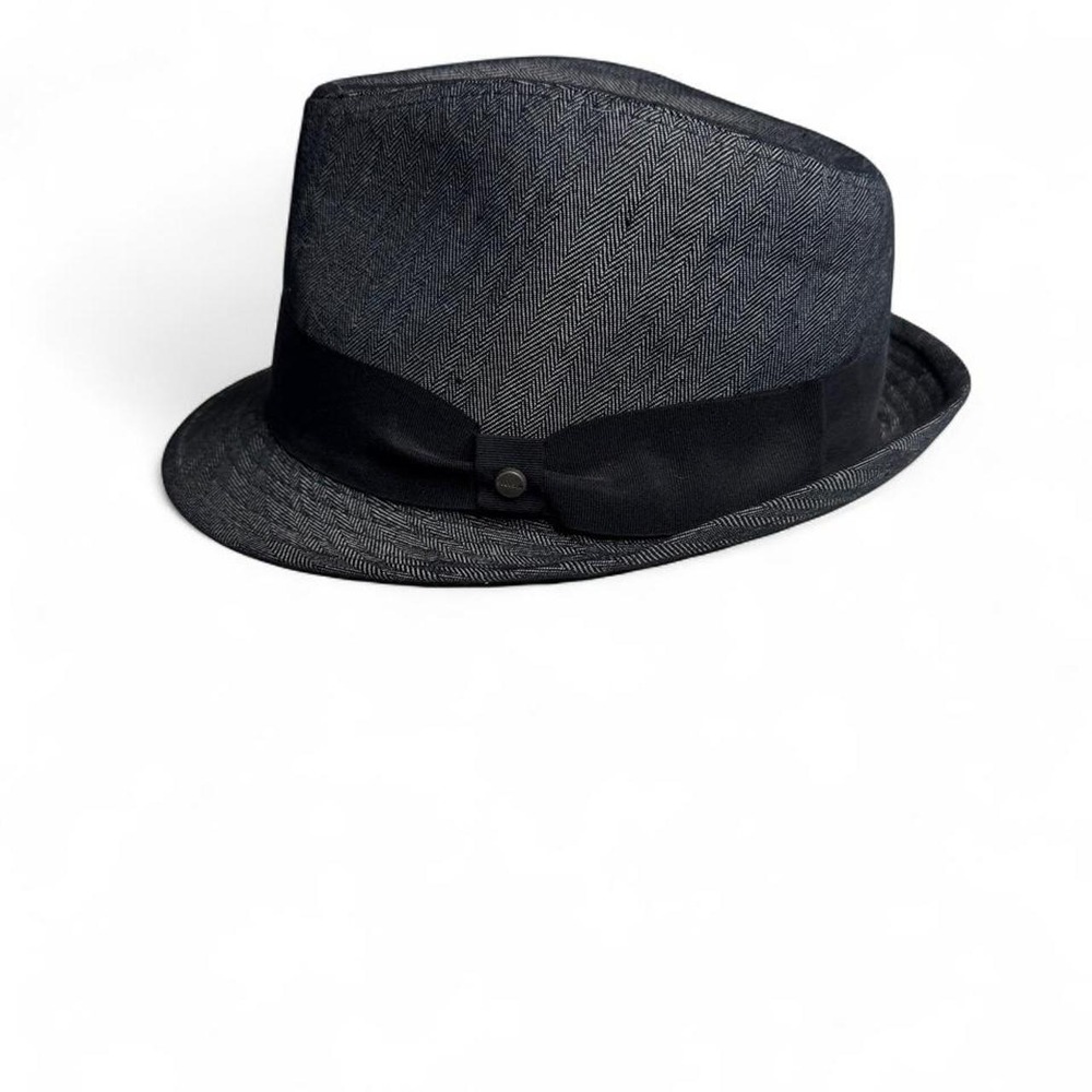 Stetson All-American Gray Herringbone Fedora Trilby Hat Men's Large Classic